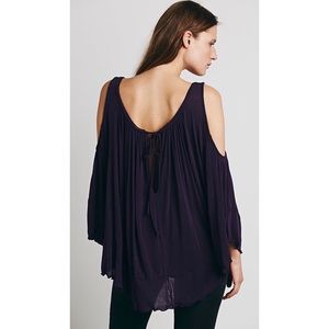Free People Chloe BOHO Cold Shoulder Flare Tee